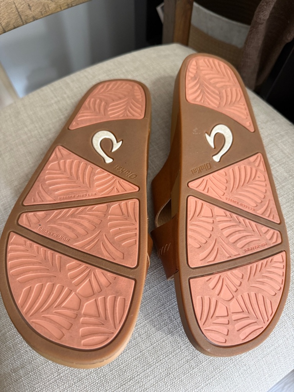 OluKai Women's Brown Leather Cross-Strap Slide Sandals - Picture 2 of 4